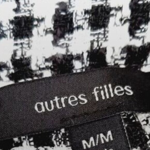 AUTRES FILLES / Houndstooth Slim Leg Ankle Crop Trousers B&W Houndstooth Sz M - Picture 14 of 15